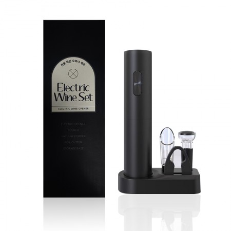 블랙 휴대용 스테인리스 전동 와인오프너 세트 블랙 휴대용 스테인리스 전동 와인오프너 세트