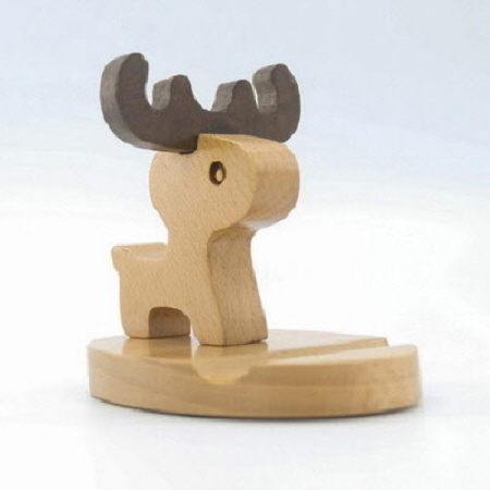 브라운 원목 사슴 캐릭터 휴대용 스마트폰 거치대