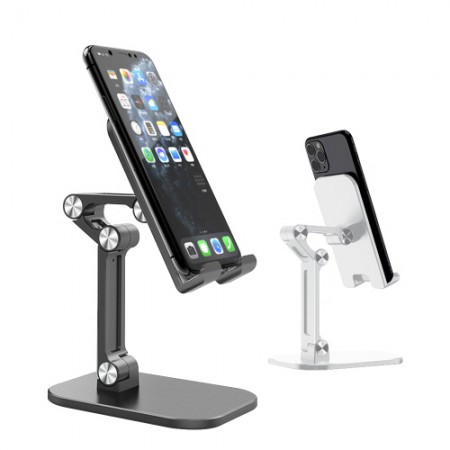 화이트 접이식 높이조절 알루미늄 스마트폰 거치대 화이트 접이식 높이조절 알루미늄 스마트폰 거치대