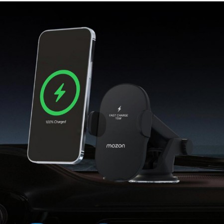 블랙 15W 고속충전 무선 스마트폰 차량용 거치대