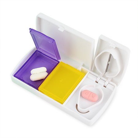 화이트 퍼플 7구 휴대용 약통 케이스