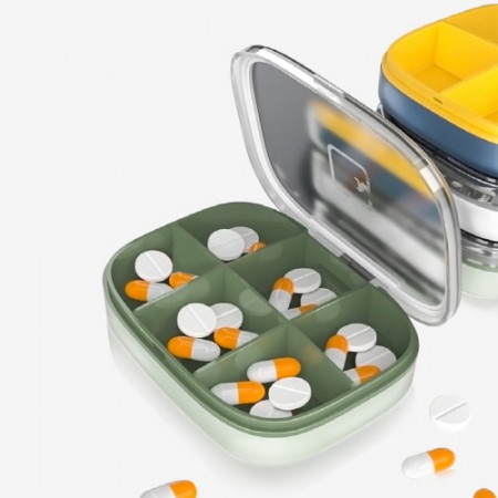 투명 휴대용 원형 6칸 약통 케이스