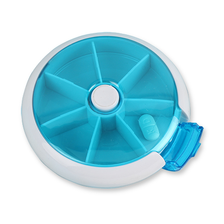 하늘 원형 휴대용 회전식 7칸 요일별약통케이스