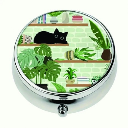 실버 원형 휴대용 3단 분할 약통케이스