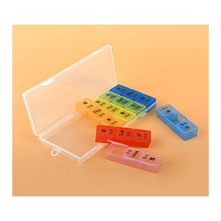 컬러풀 요일별 투명 휴대용 7칸 약통케이스 컬러풀 요일별 투명 휴대용 7칸 약통케이스
