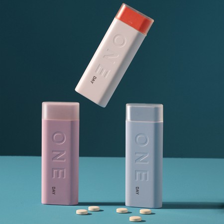 핑크 화이트 퍼플 휴대용 소형 원형 약통케이스