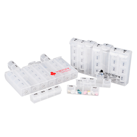 화이트 휴대용 4칸 약통 투명 약케이스