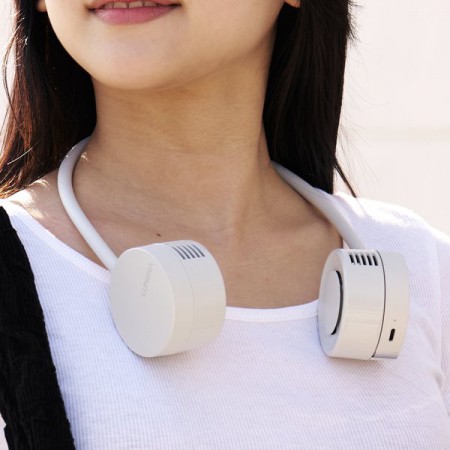 화이트 실버 목걸이형 휴대용 개인 무선 선풍기