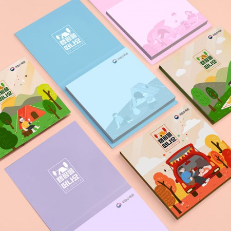 컬러 일러스트 양면 메모지 접착식 스티키노트