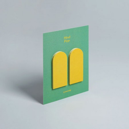 심플 그린 옐로우 창문 디자인 미니 메모 카드