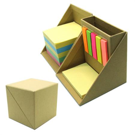 큐브 컬러 접착 메모지 사무용 데스크 정리함