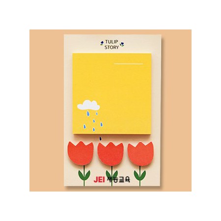 튤립 디자인 사각형 크래프트 접이식 메모지 세트