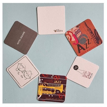 해피뉴 사각형 컬러풀 디자인 코스터 냄비받침