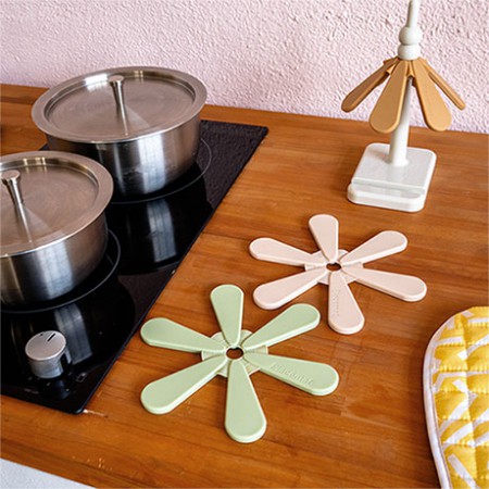 원목 원형 실리콘 논슬립 스타형 냄비받침