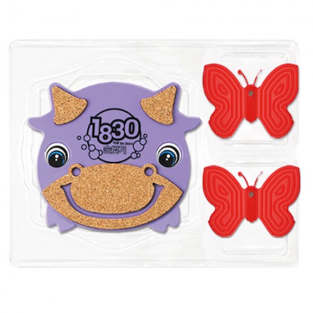 보라 나비 실리콘 냄비받침 2개세트