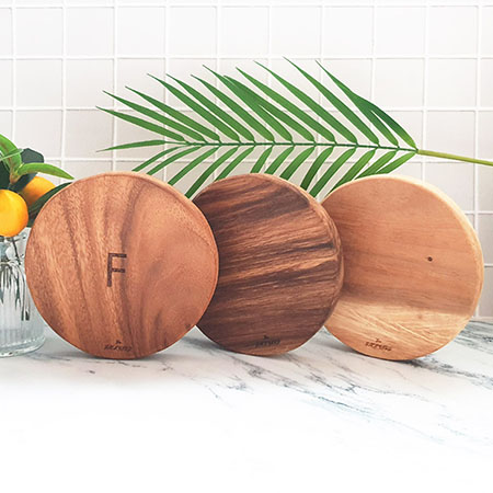 원목 천연 그루브 라운드 냄비받침