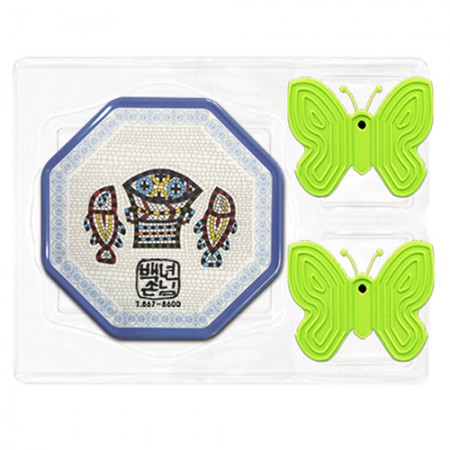 그린 나비집게 실리콘 냄비받침 주방용품 2개세트