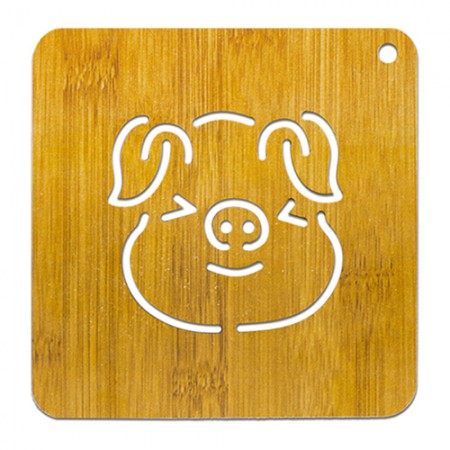 원목 돼지 캐릭터 디자인 사각형 주방용 나무 냄비받침