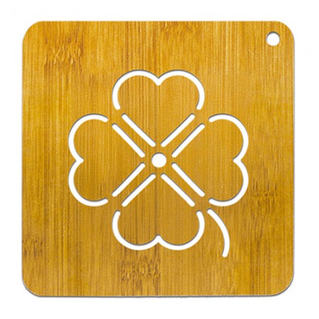 클로버 패턴 천연 대나무 원목 주방 냄비받침