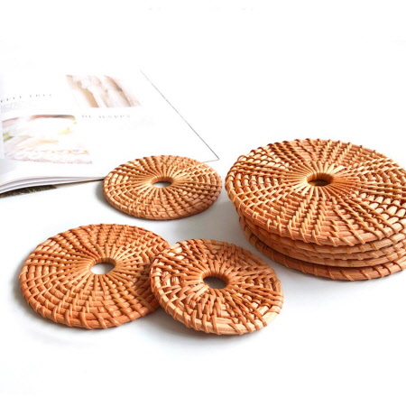 천연 라탄 원형 친환경 냄비받침 세트 천연 라탄 원형 친환경 냄비받침 세트