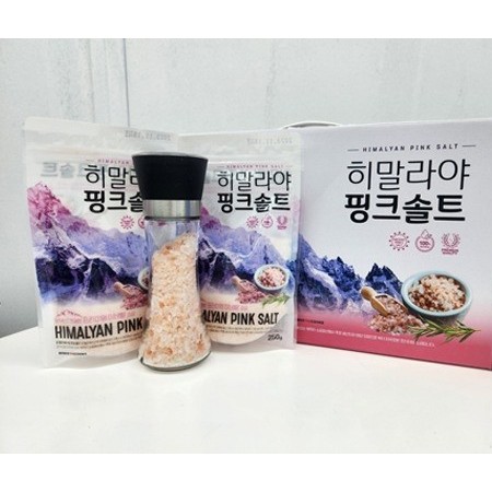 핑크 컬러 천연 히말라야 암염 그라인더 세트