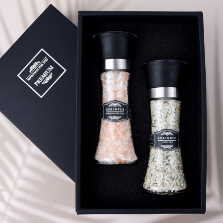 블랙 프리미엄 사각 용기 천연 바다소금 선물세트