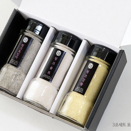 천연 핑크 원형 암염 3종 세트 키친용품