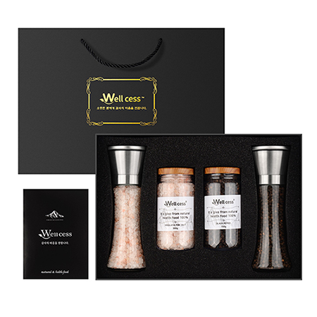 화이트 심플 디자인 천연 미네랄 프리미엄 암염 세트