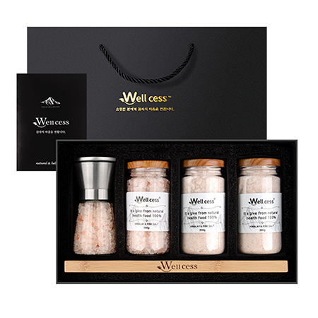 화이트 4종 세트 천연 암염 프리미엄 소금 세트