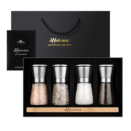 프리미엄 천연 암염 세트 고급 원목 패키지 선물용