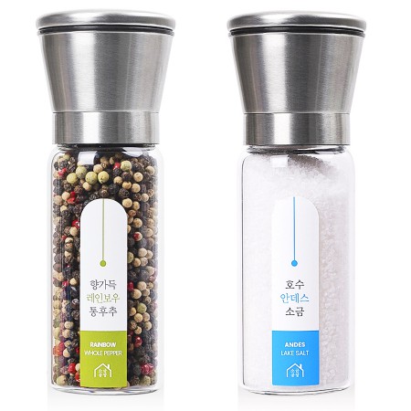 스테인리스 투명용기 세라믹 휴대용 솔트앤페퍼 그라인더