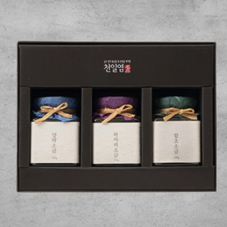 화이트 3종 세트 천연 해염 선물용 고급 소금