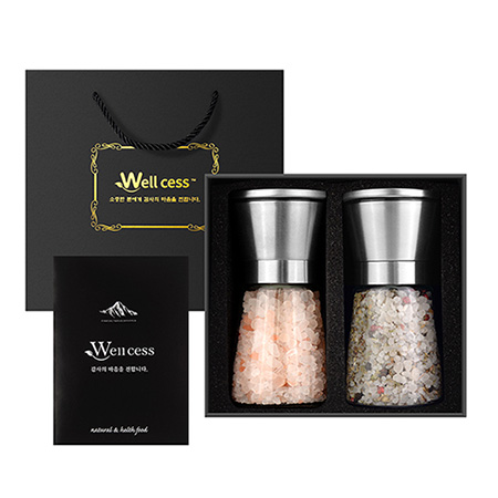 프리미엄 화이트 블랙 알갱이 천일염 세트