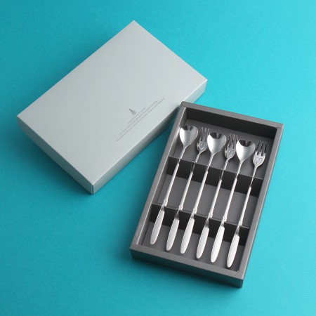 고급 스테인리스 실버 4종 엔젤하트롱 티스푼/포크 선물용 고급 스테인리스 실버 4종 엔젤하트롱 티스푼/포크 선물용