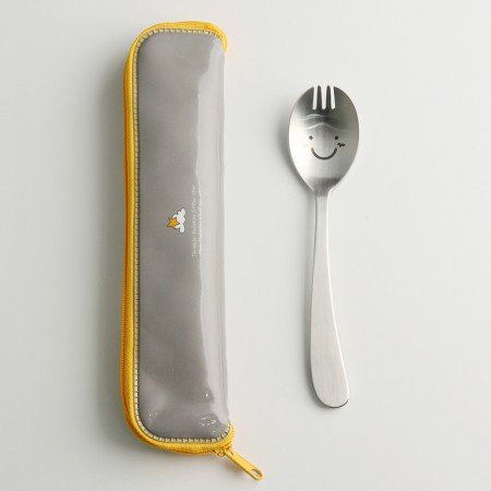 실버 스테인리스 휴대용 포크 수저 케이스 세트