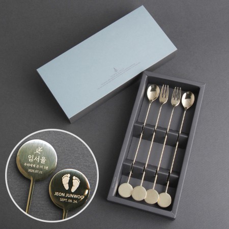 고급 원목 손잡이 스테인리스 스푼 4개 세트