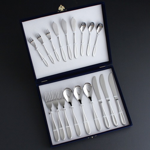 실버 컬러 5개입 스테인리스 휴대용 포크 스푼세트