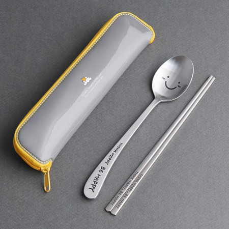 실버 휴대용 스테인리스 숟가락 젓가락 개인 커트러리 세트