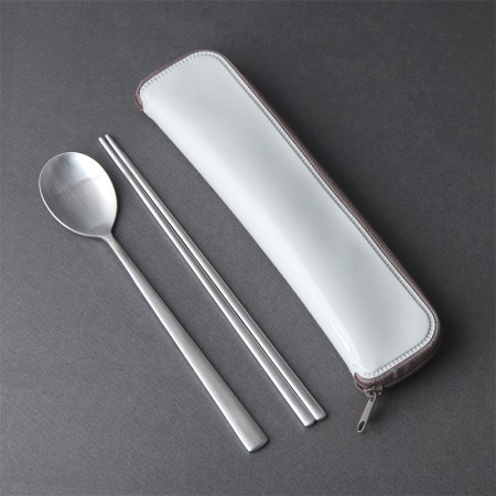 화이트 3p 스테인리스 휴대용 포켓형 수저세트