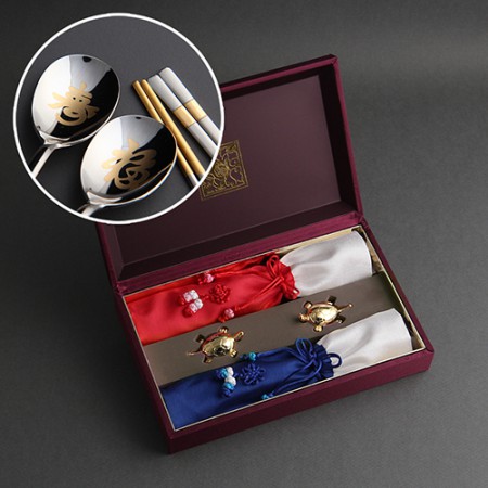 수북24K 골드 투톤 실버 4인 스테인리스 수저세트