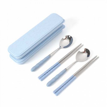 휴대용 블루 투톤 스테인리스 수저 2세트 휴대용 블루 투톤 스테인리스 수저 2세트