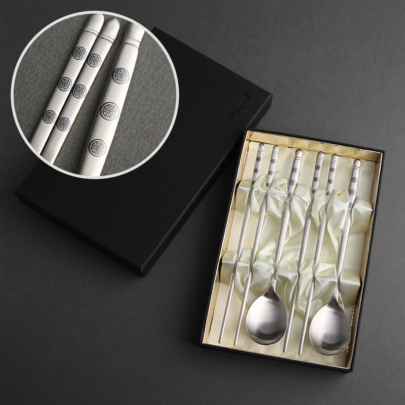 실버 2인용 스테인리스 젓가락 숟가락 세트