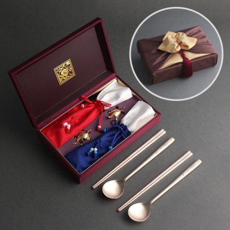 원목 우드 젓가락 숟가락 세트 케이스 포함 나무 수저