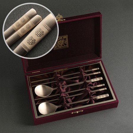 우아한 옻칠 동양전통 수저세트 고급 케이스형