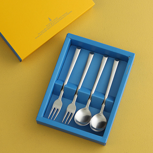 블루 4세트 스테인리스 휴대용 커트러리 세트