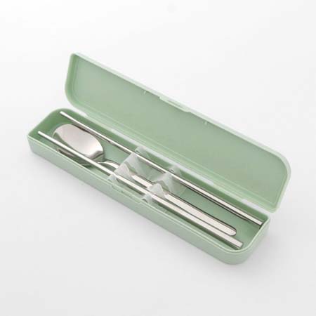 민트색 휴대용 스테인리스 스틸 수저세트 케이스포함