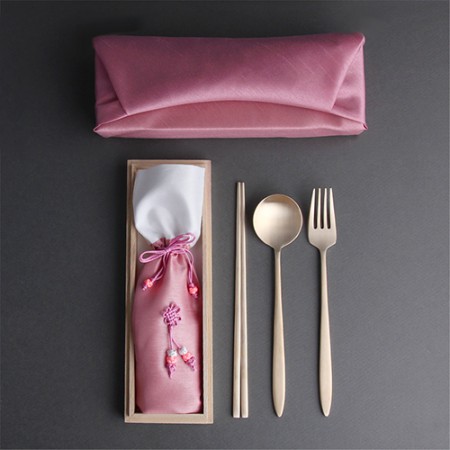 골드 3종 세트 스테인리스 휴대용 실버 수저세트 골드 3종 세트 스테인리스 휴대용 실버 수저세트