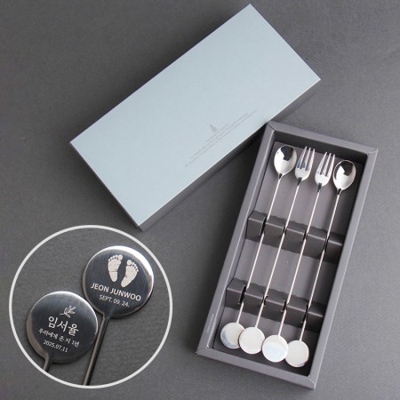 화이트 3p 스테인리스 휴대용 캠핑 숟가락젓가락세트