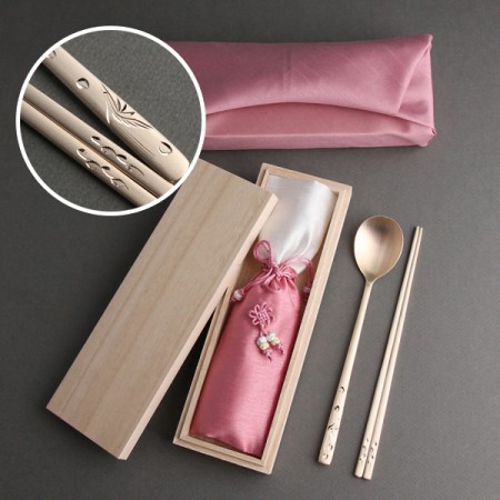 블루 휴대용 스테인리스 수저세트 케이스포함 실버