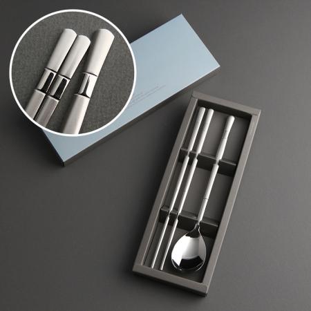 실버 2피스 스테인리스 휴대용 젓가락 숟가락 세트